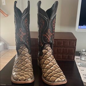 Brown and Black Western Cowboy Boots